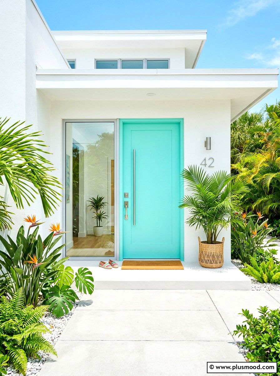 Aqua Front Door - 25 summer front door color ideas