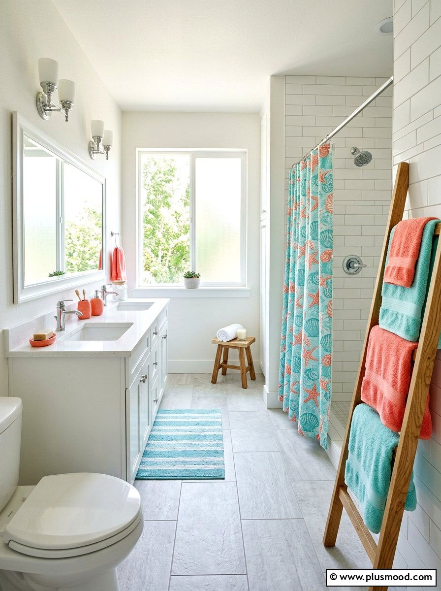 Aqua and coral bathroom - 25 summer coral and aqua decor ideas