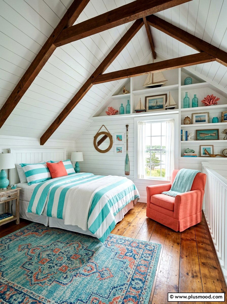 Aqua and coral cottage loft - 25 summer coral and aqua decor ideas