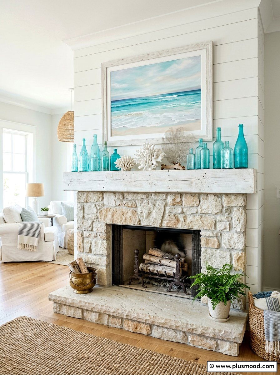 Aqua and coral fireplace - 25 summer coral and aqua decor ideas