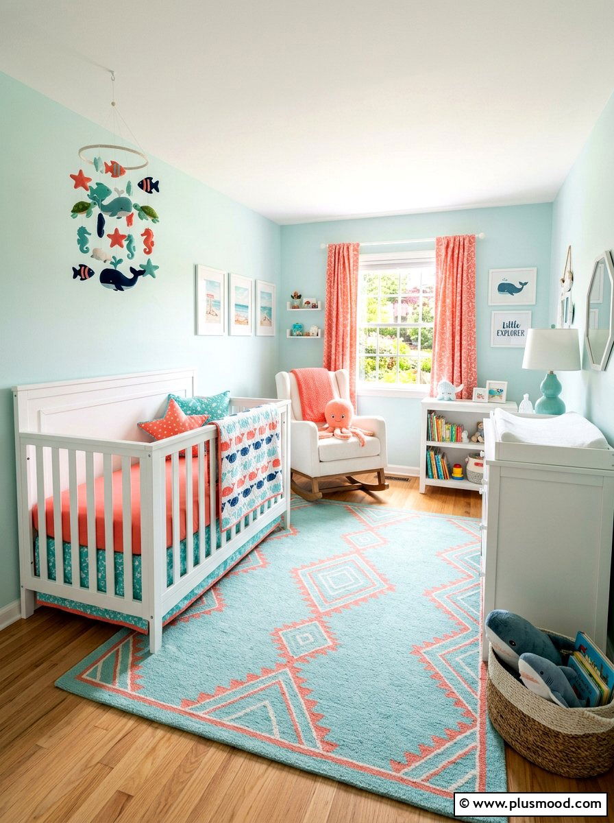 Aqua and coral nursery - 25 summer coral and aqua decor ideas