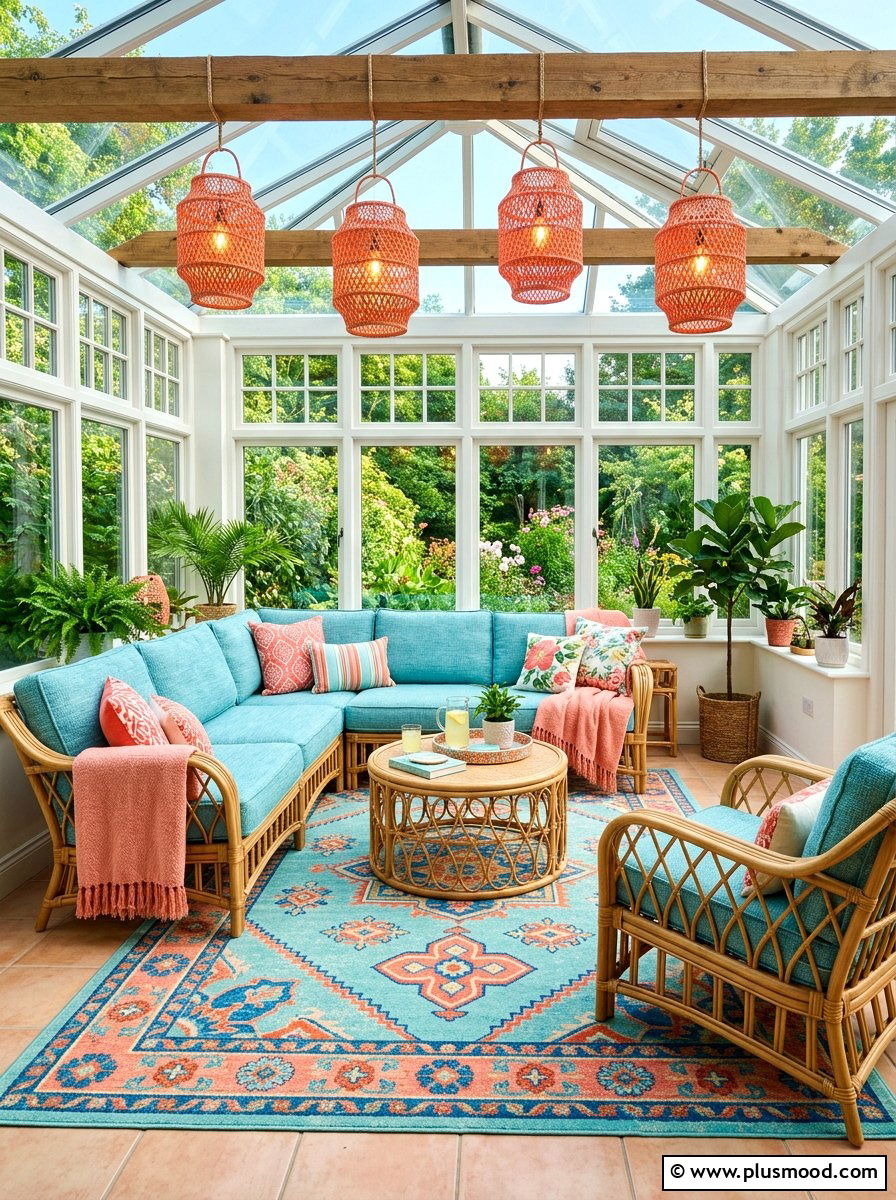 Aqua and coral sunroom - 25 summer coral and aqua decor ideas