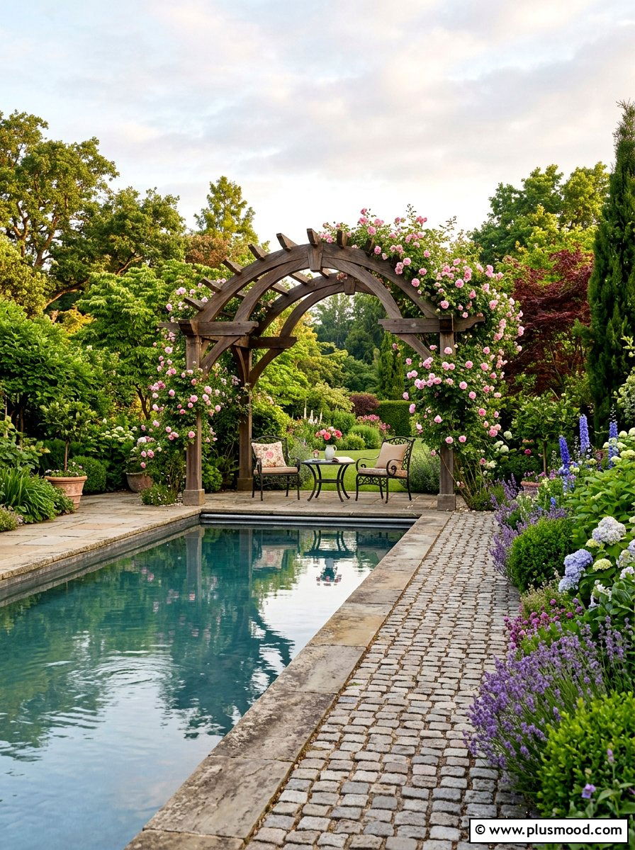Arched Pool Pergola - 25 pool landscaping ideas with pergola and vines
