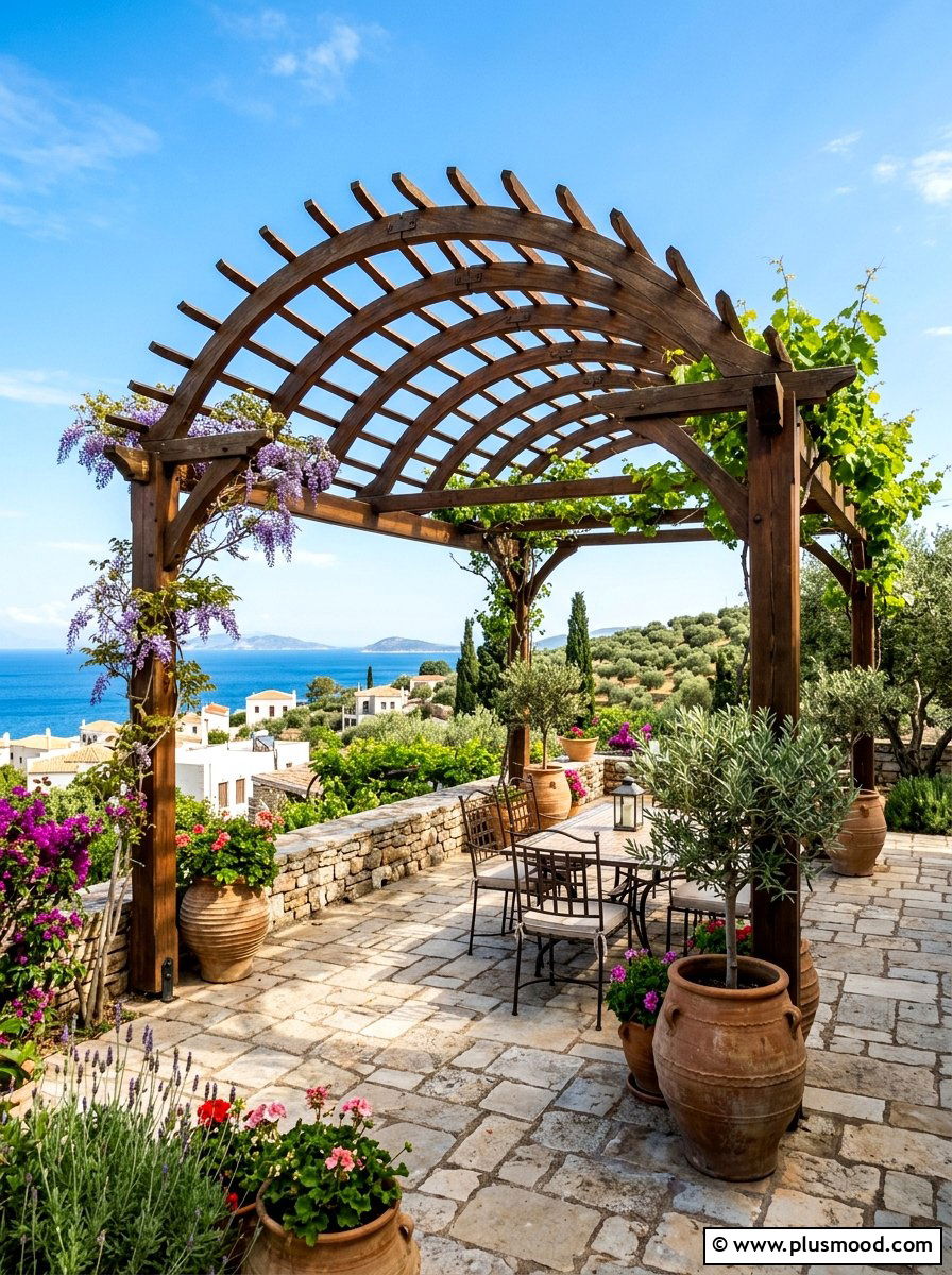 Arched Top Pergola - 25 summer patio pergola ideas