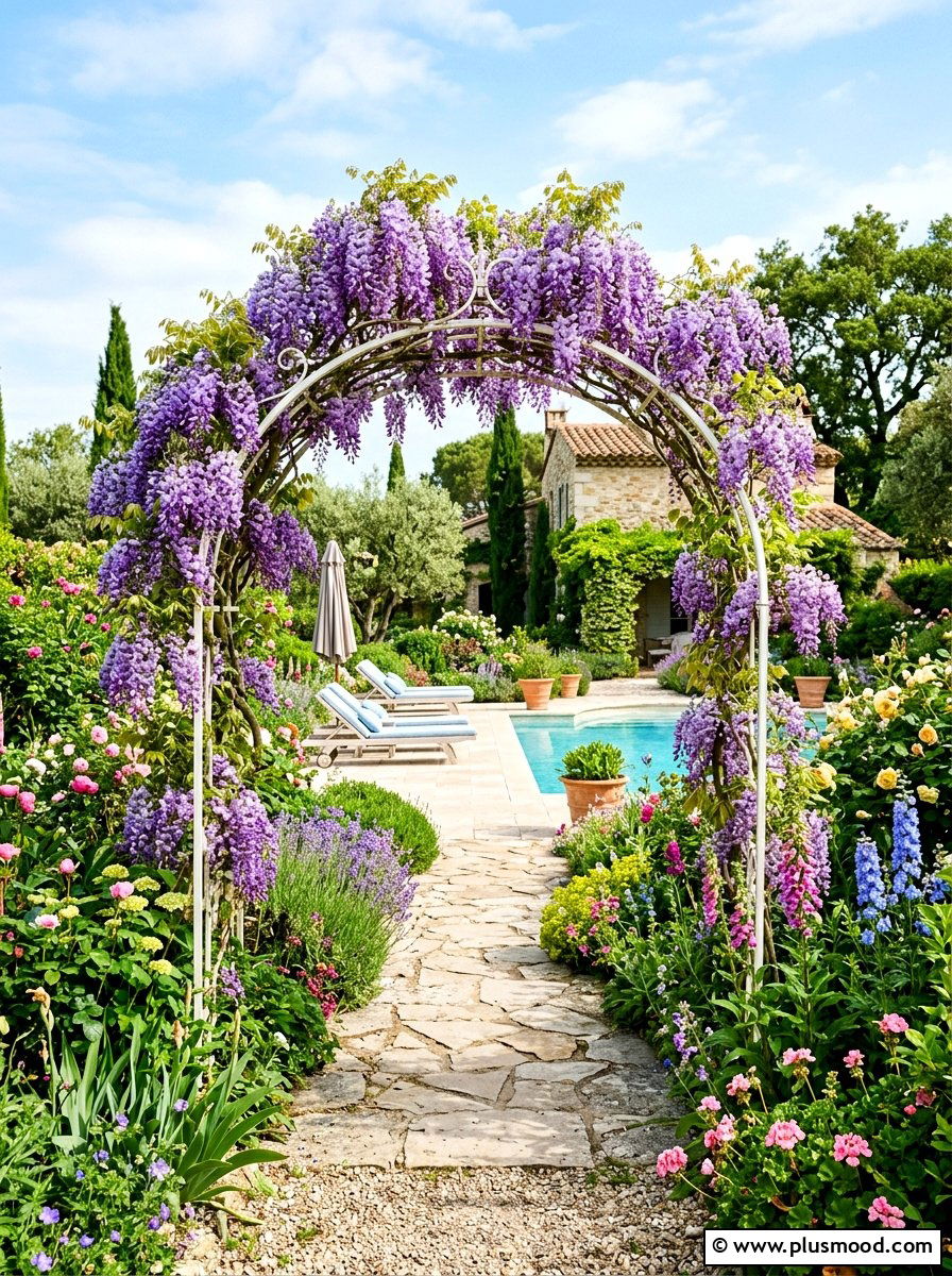 Arched garden arbor vines - 25 summer pool privacy ideas