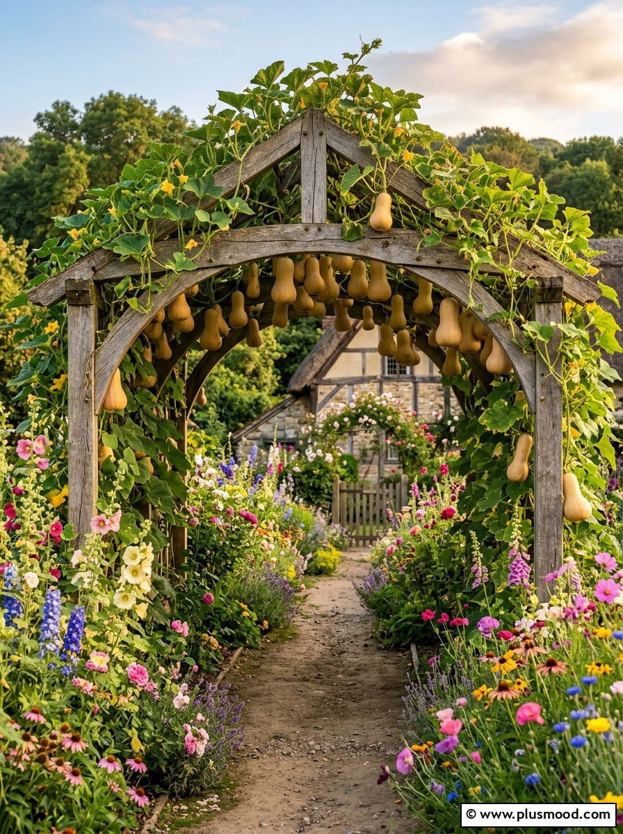 Archway For Squash And Gourd Growth - 25 outdoor garden decor ideas with vegetable display