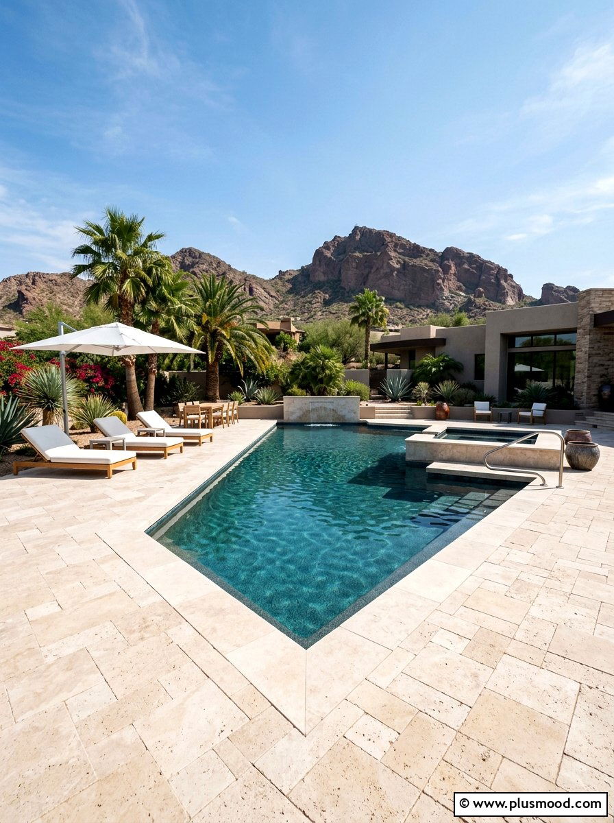Arizona Travertine Pool Deck - 25 pool landscaping ideas for Arizona homes