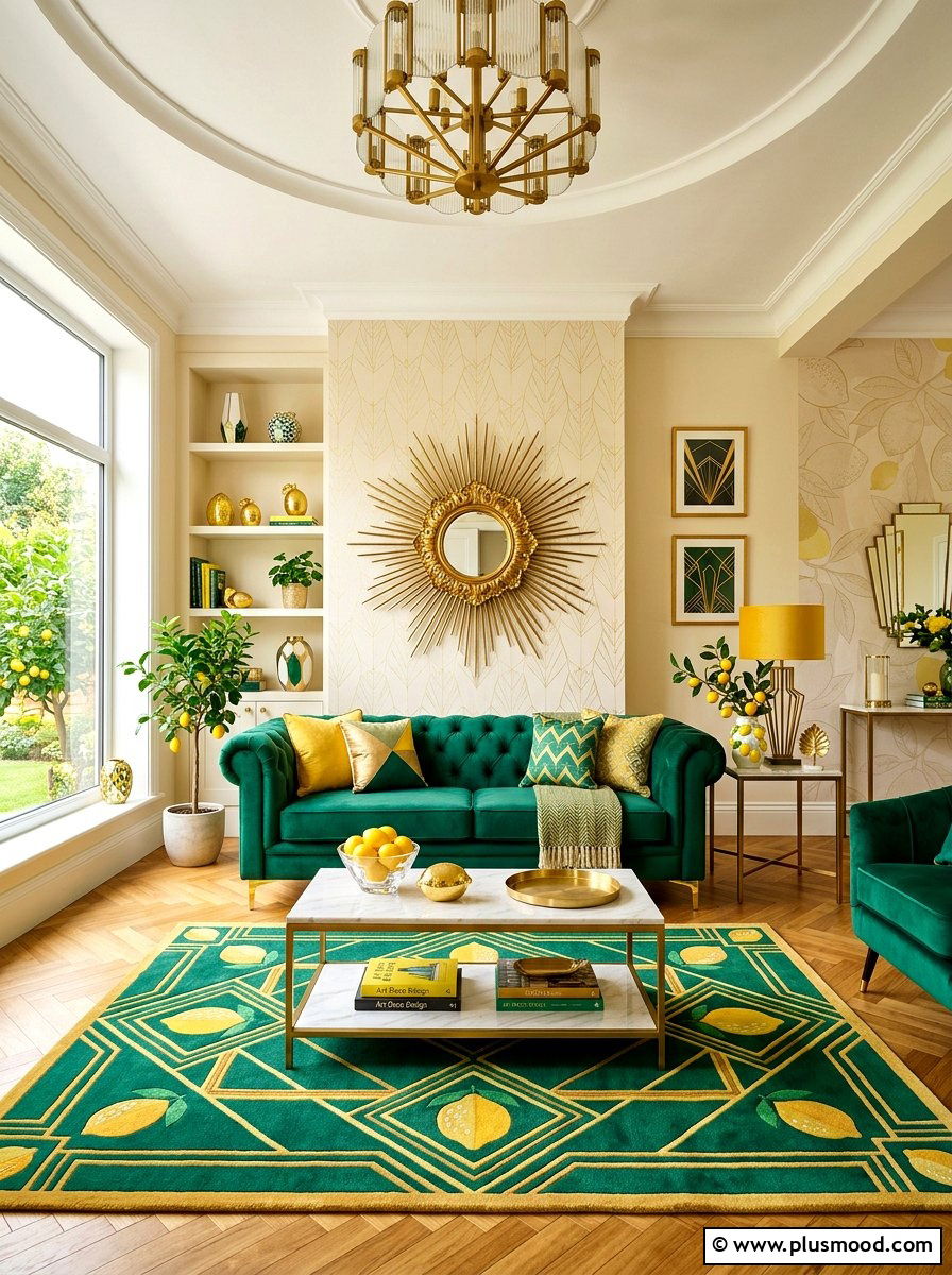 Art Deco Lemon Living Room - 25 summer lemon decor ideas for living room