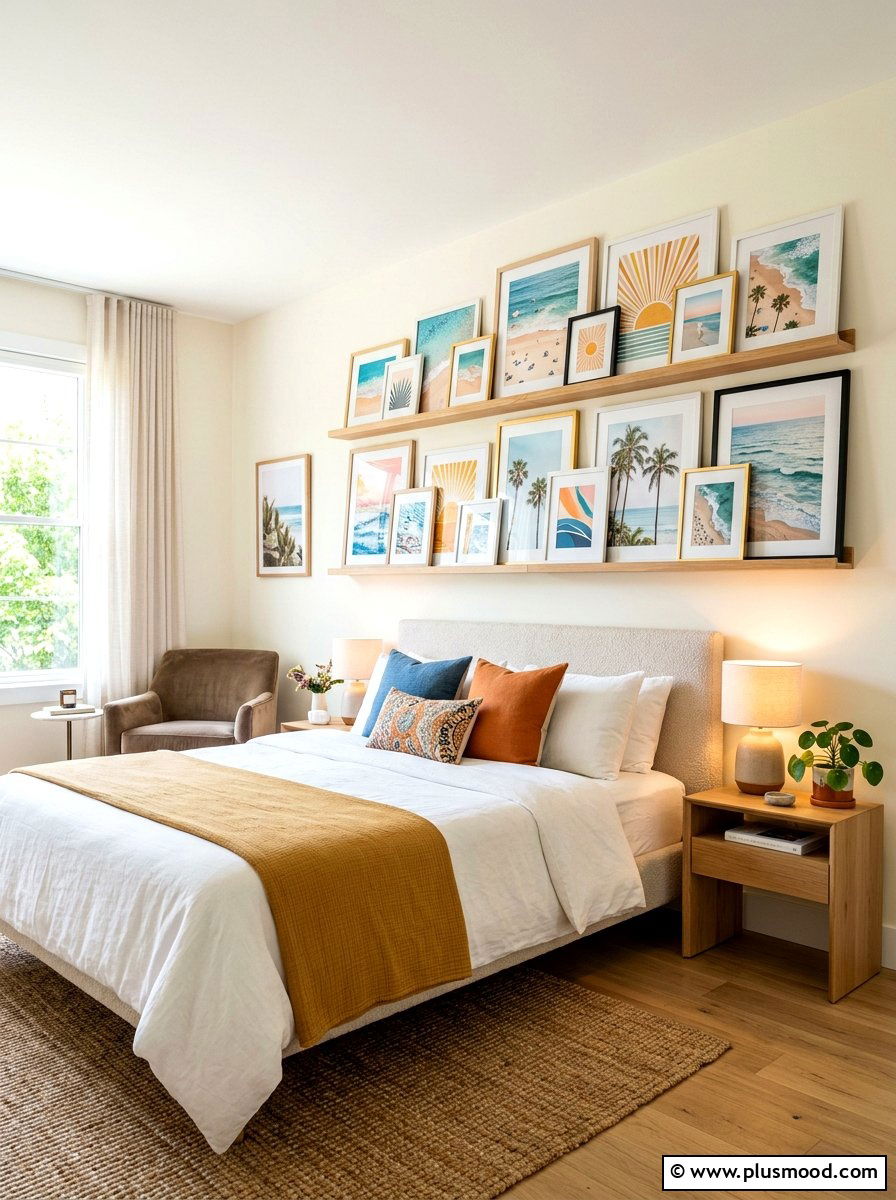 Art Gallery Bedroom Shelf - 25 summer bedroom shelf decor ideas