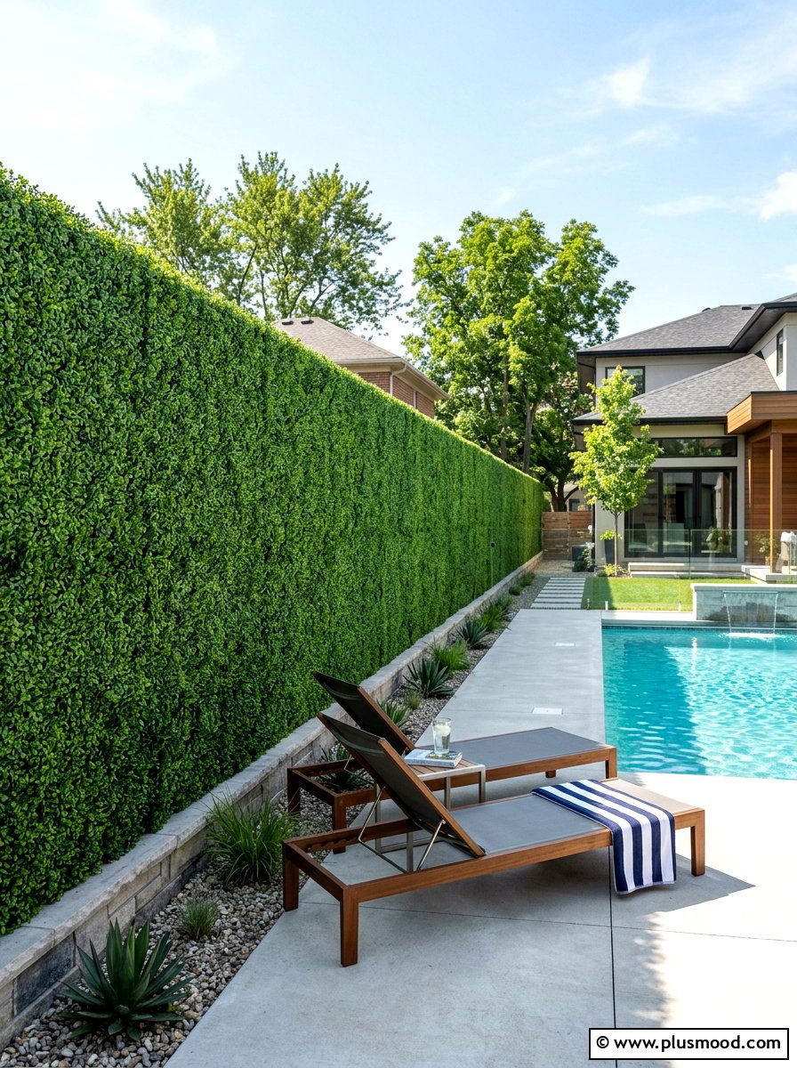 Artificial Boxwood Privacy Hedge - 25 pool landscaping ideas for privacy