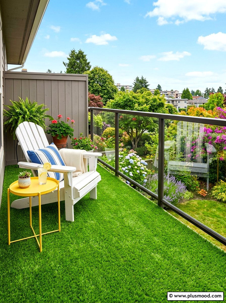 Artificial Grass Balcony Floor - 25 summer tiny balcony ideas