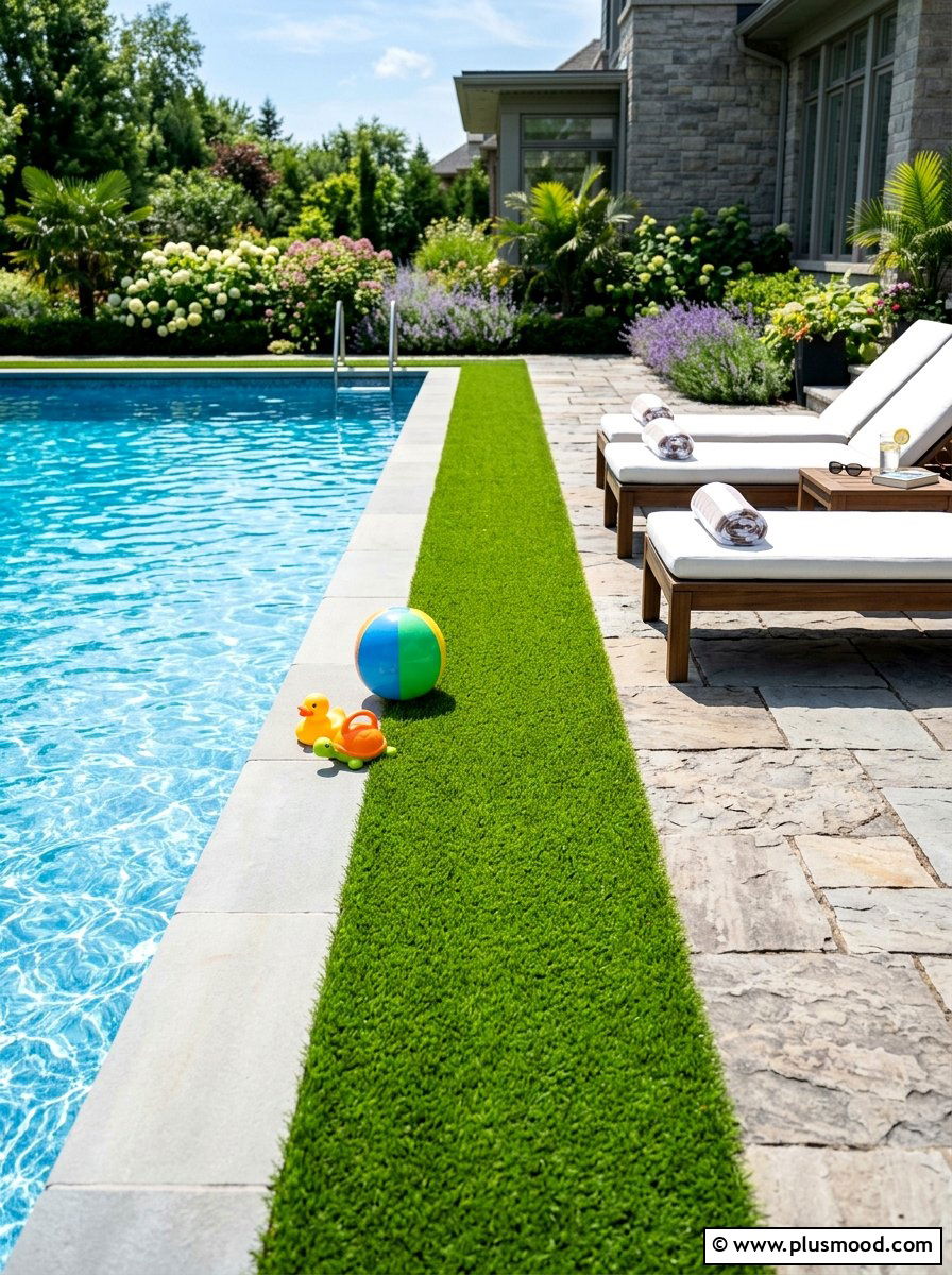 Artificial Grass Border - 25 summer budget pool area ideas