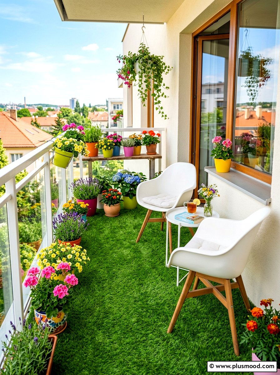 Artificial Grass Flooring - 25 summer balcony ideas