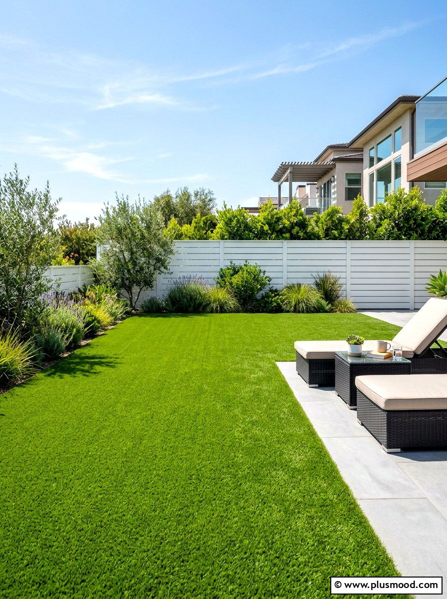 Artificial Grass Lawn - 25 summer low maintenance garden ideas