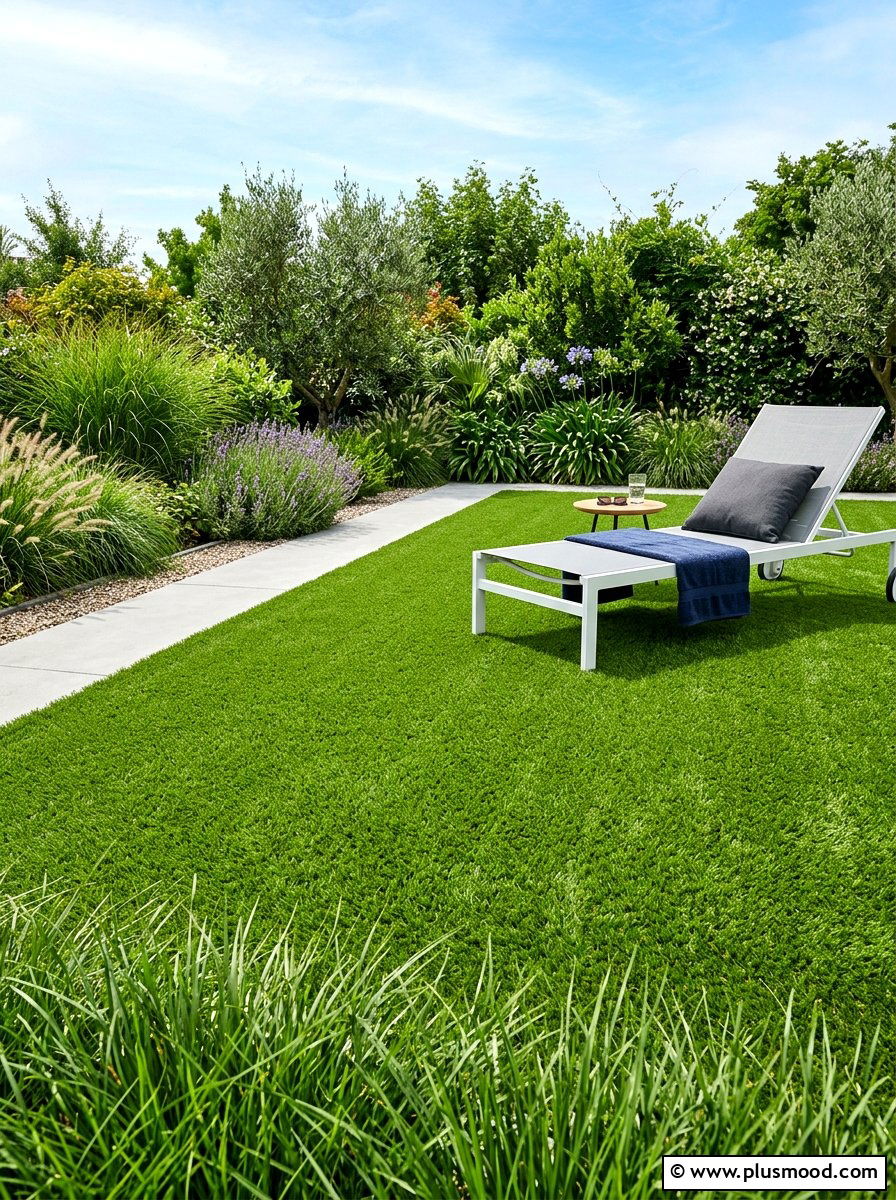 Artificial Grass Lawn - 25 small backyard ideas low maintenance