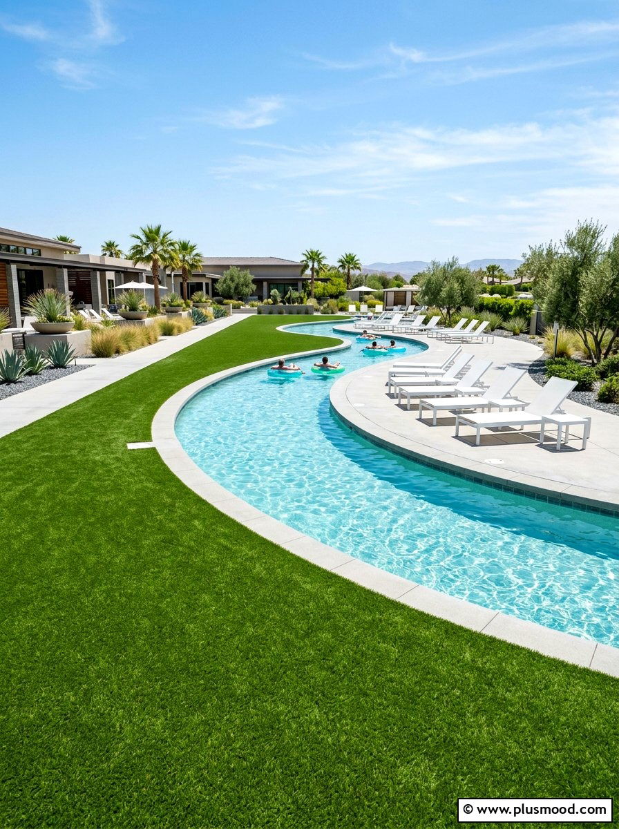 Artificial Grass Lawns - 25 pool landscaping ideas for lazy river pools