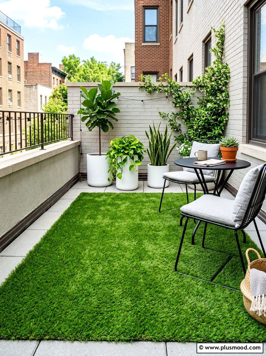 Artificial Grass Rug - 25 summer small yard ideas for summer