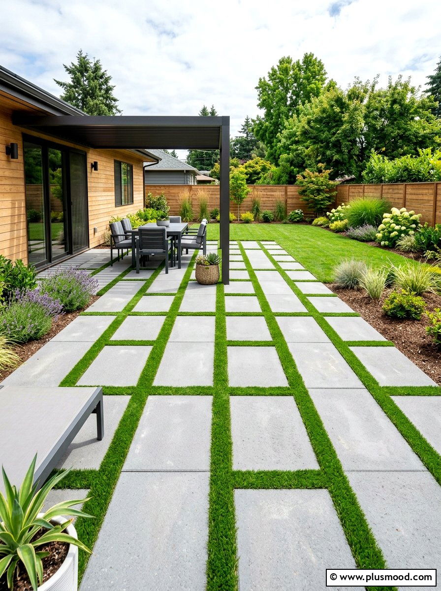 Artificial Grass Strip - 25 small backyard ideas modern style