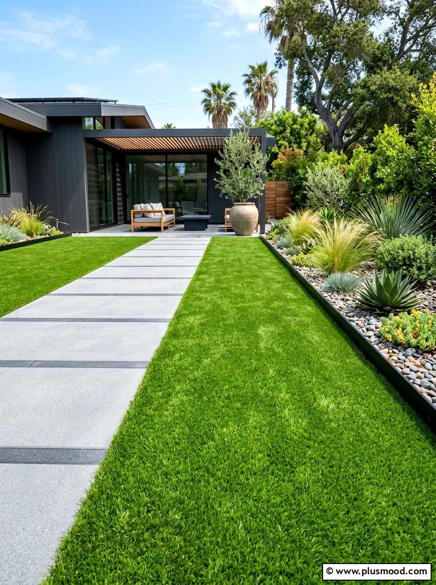 Artificial Grass - 25 small backyard ideas for corner lots