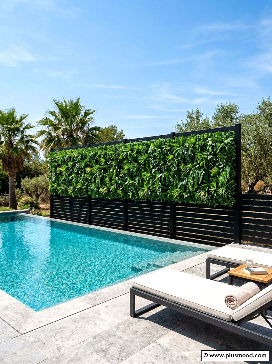 Artificial Green Wall Pool Privacy Screen - 25 pool landscaping ideas with vertical garden