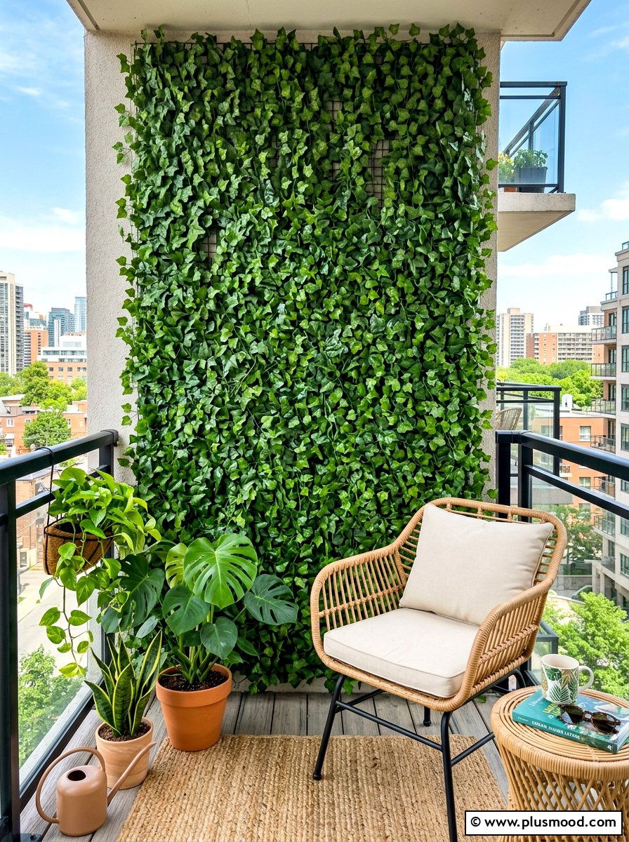 Artificial Ivy Grid - 25 summer balcony wall decor ideas