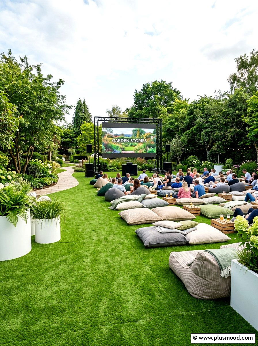 Artificial Turf Cinema - 25 small backyard ideas with movie screen
