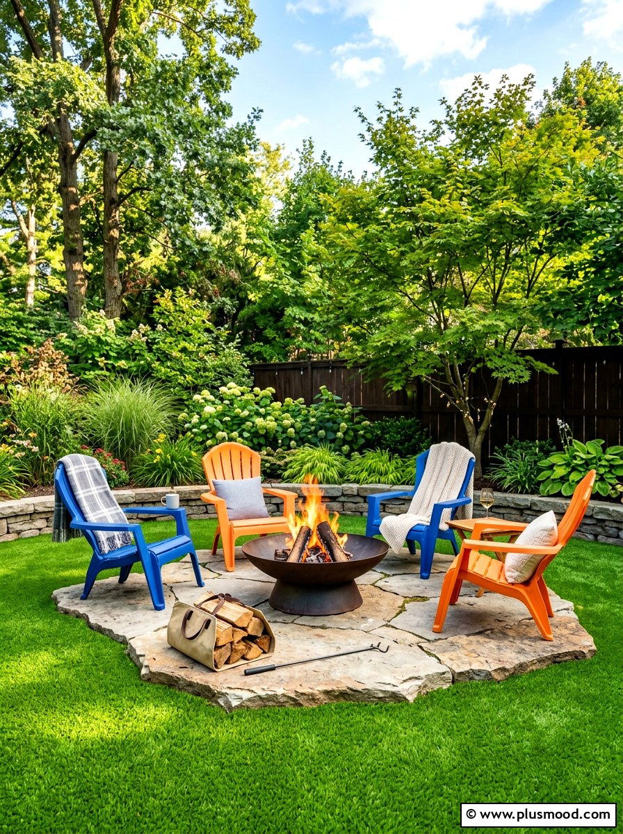 Artificial Turf Fire Bowl Space - 25 small backyard ideas with fire bowl