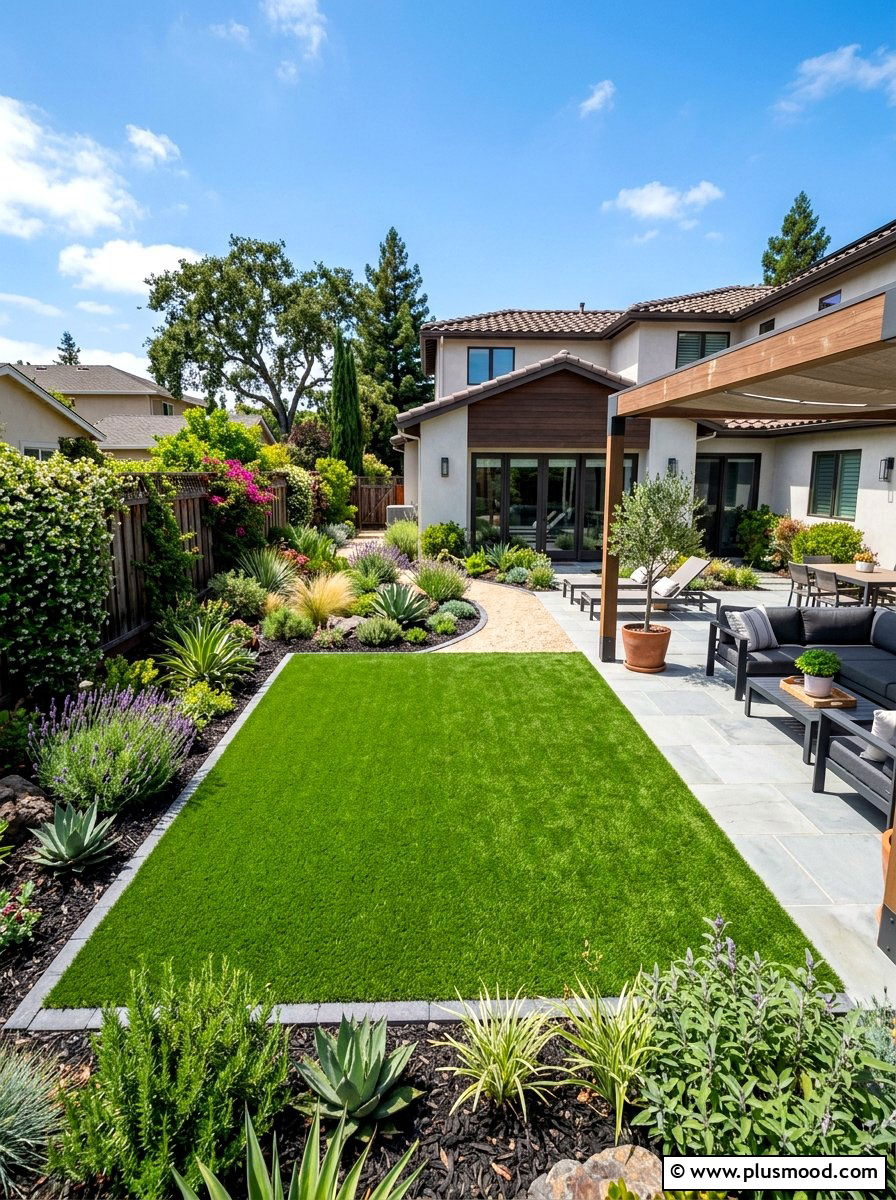 Artificial Turf Lawn - 25 summer drought tolerant landscaping ideas