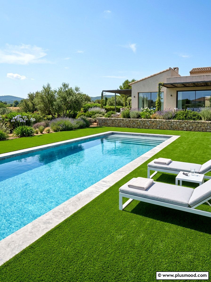 Artificial Turf Pool Surround - 25 pool landscaping ideas for hot climates