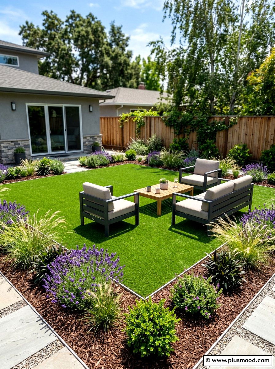 Artificial Turf With Borders - 25 small backyard ideas with garden