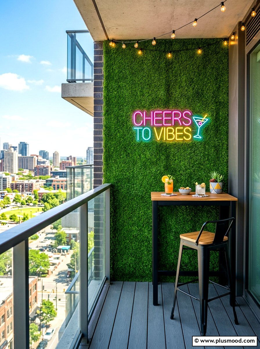 Artificial grass wall - 25 summer balcony privacy ideas