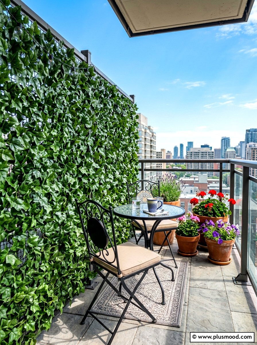 Artificial ivy screen - 25 summer balcony privacy ideas