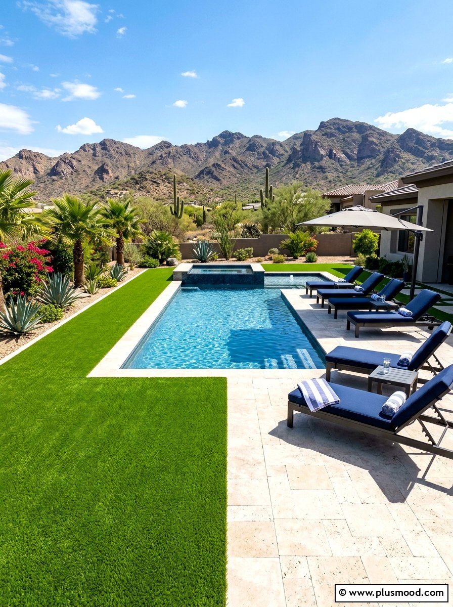 Artificial turf installation - 25 pool landscaping ideas for desert climates