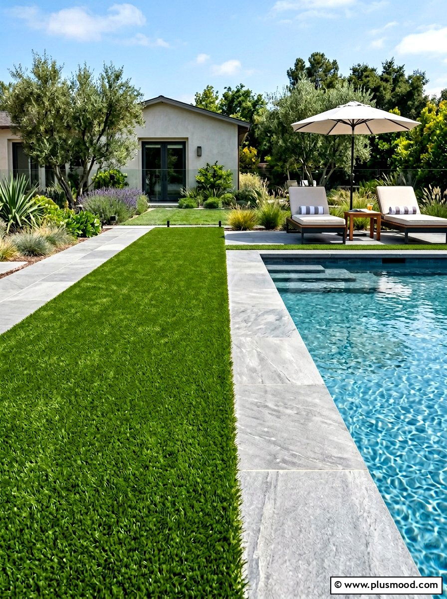 Artificial turf pool border - 25 pool landscaping ideas for small spaces