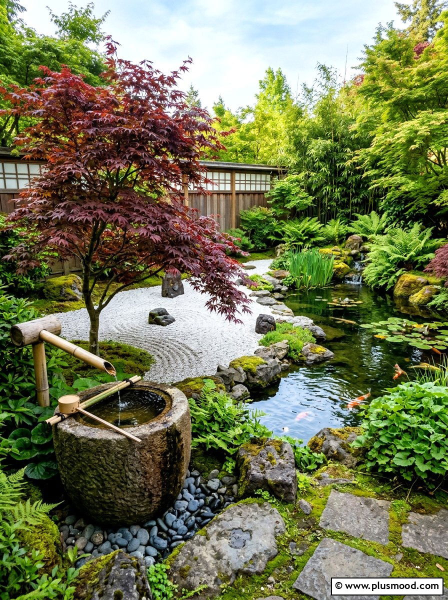 Asian Inspired Zen Pond - 25 summer pond ideas for backyard
