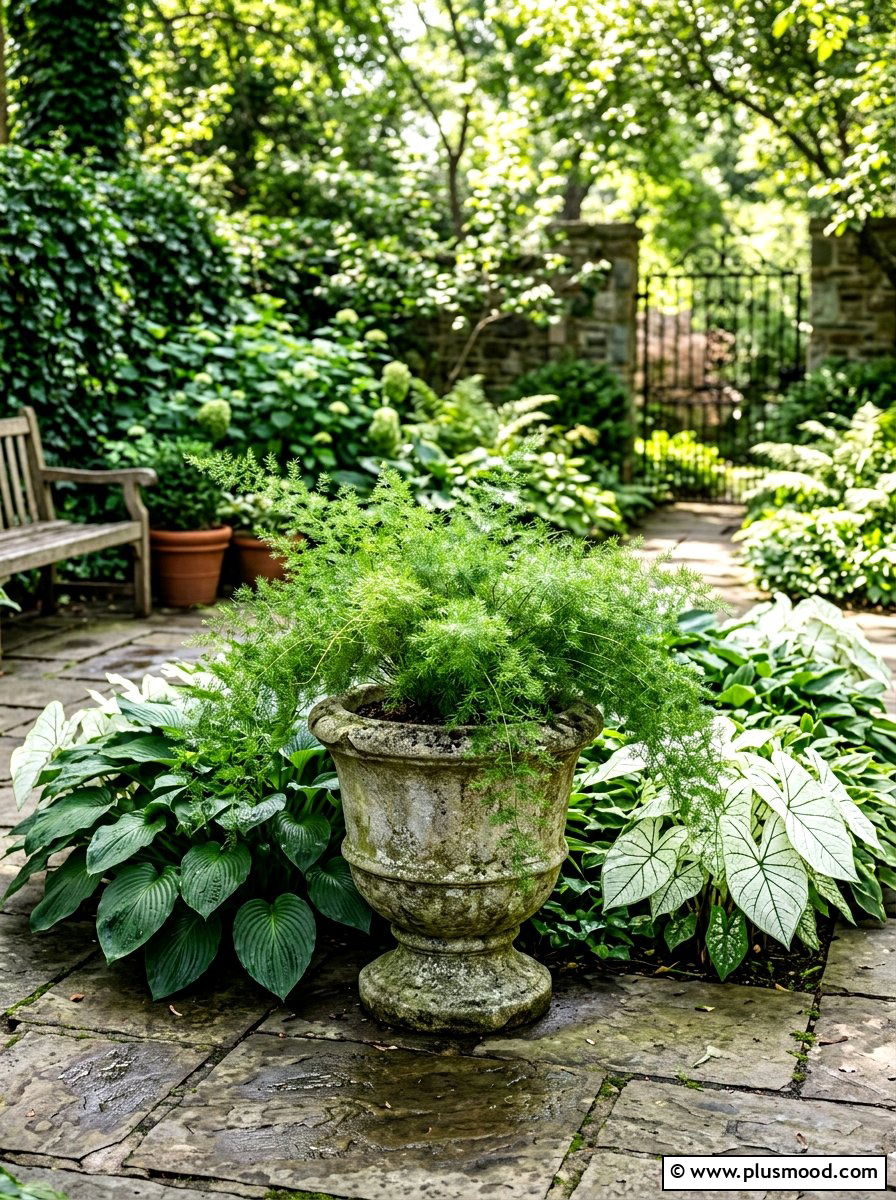 Asparagus Fern Planter - 25 summer planter ideas for part shade
