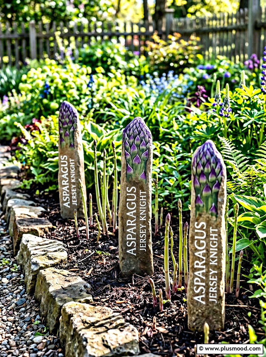 Asparagus garden labels - 25 painted rock ideas with vegetable garden labels