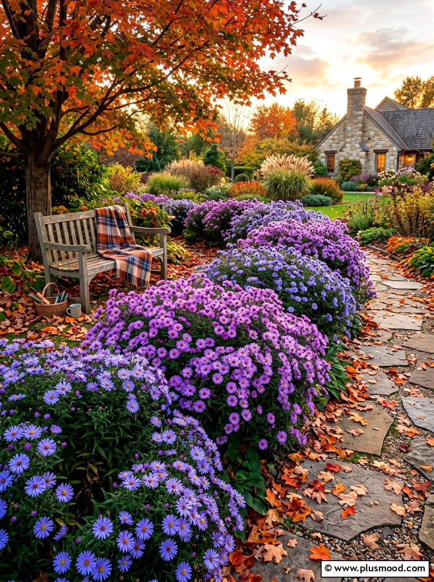 Aster flower bed - 25 late summer flower bed ideas