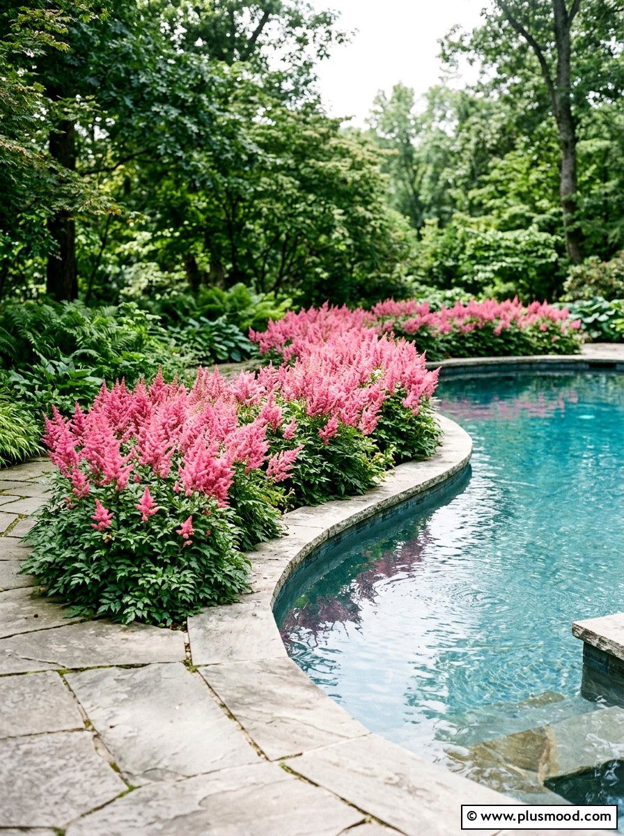 Astilbe Plants Pool Landscape - 25 pool landscaping ideas for shaded backyards