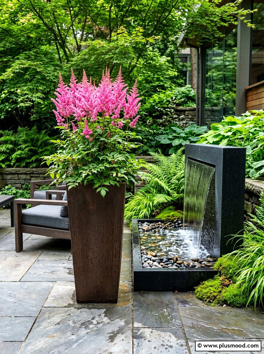 Astilbe Tall Planter - 25 summer planter ideas for part shade