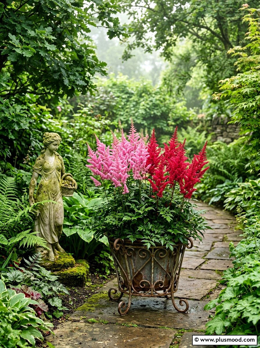 Astilbe planter - 25 summer planter ideas for shade