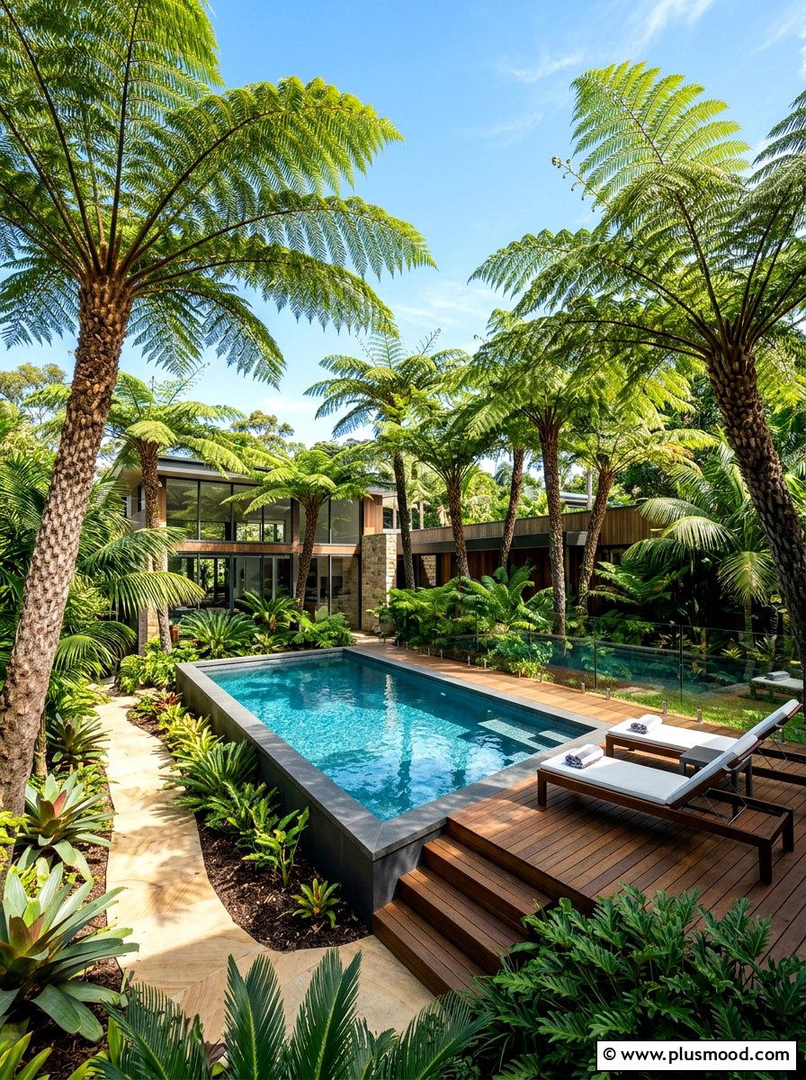 Australian tree fern pool - 25 pool landscaping ideas with ferns