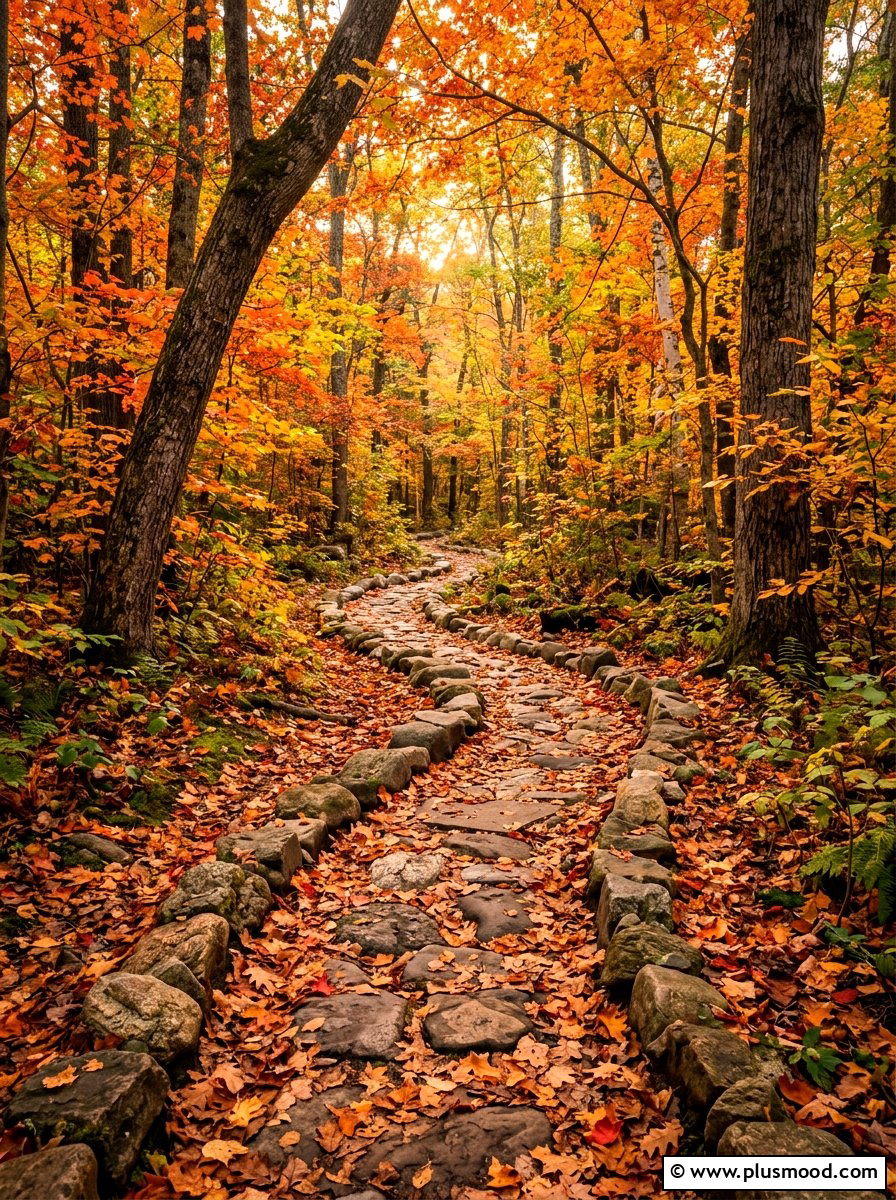 Autumn Forest Trail - 25 painted rock ideas with landscapes