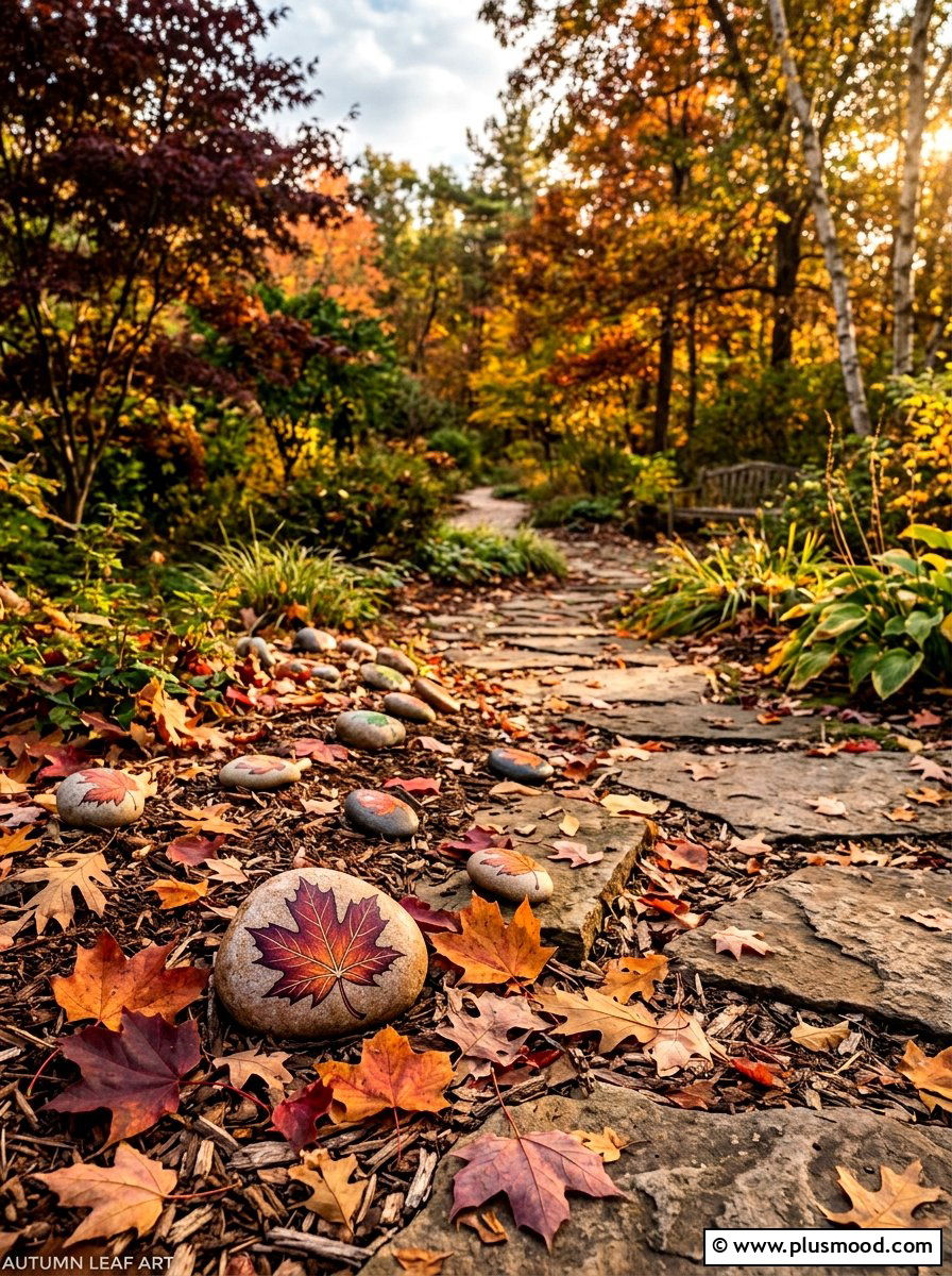 Autumn Leaf Rock Painting - 25 painted rock ideas for fall decor
