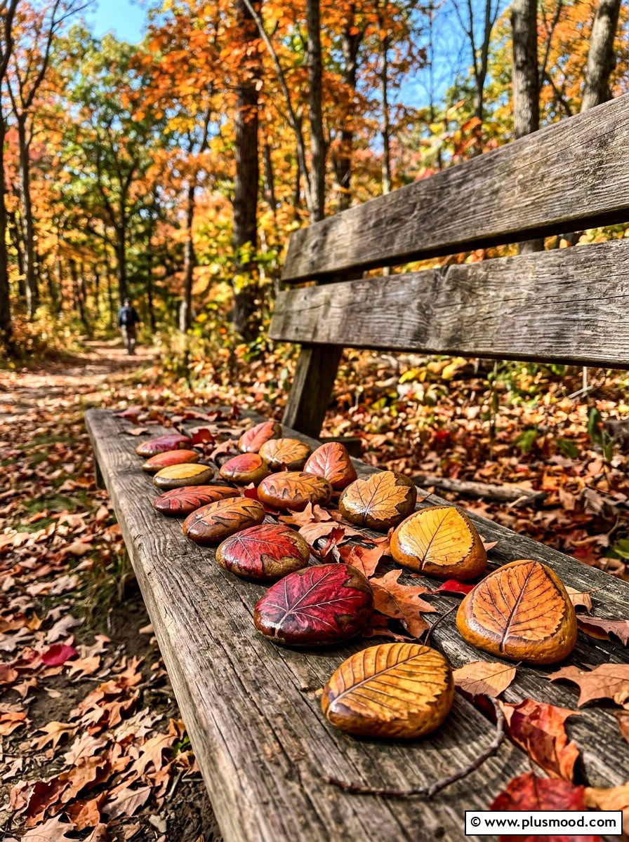 Autumn leaf rocks - 25 painted rock ideas for school projects