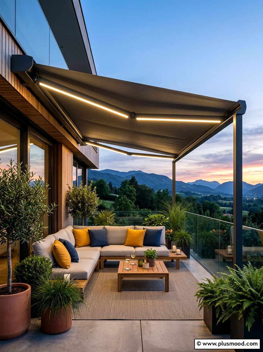 Awning integrated lighting - 25 summer outdoor lighting ideas for parties
