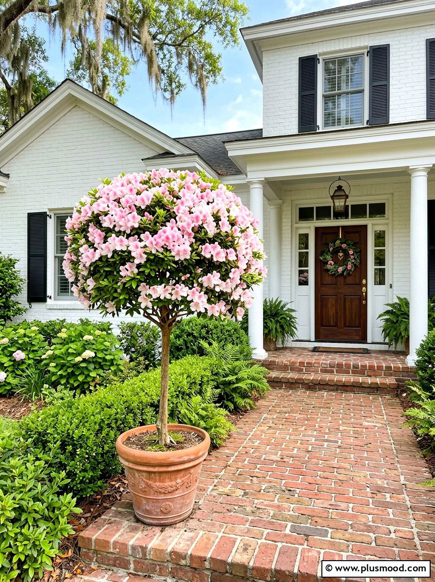 Azalea Topiary Tree - 25 summer topiary ideas for front entry