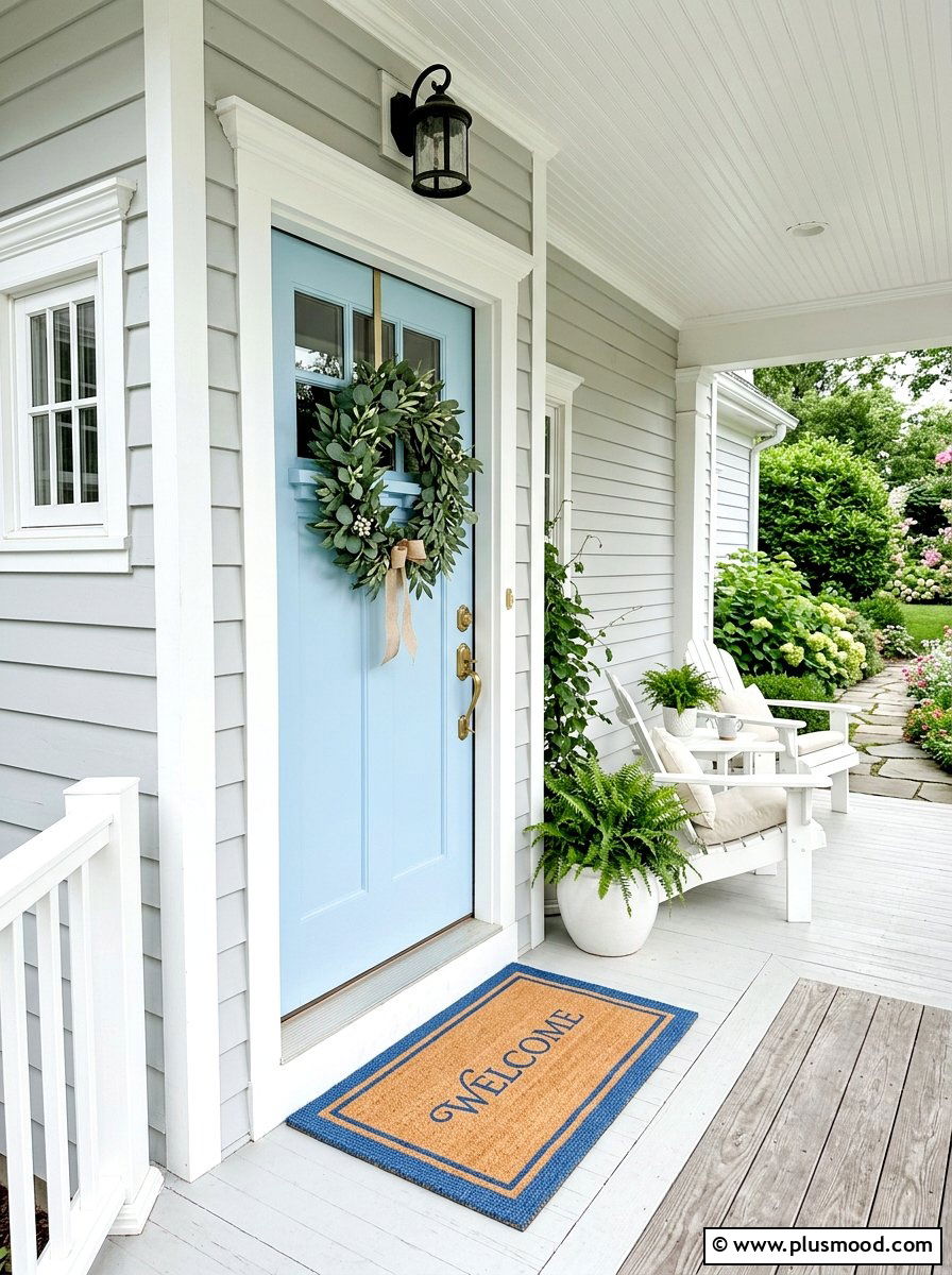 Baby Blue Front Door Mats - 25 summer blue front door ideas