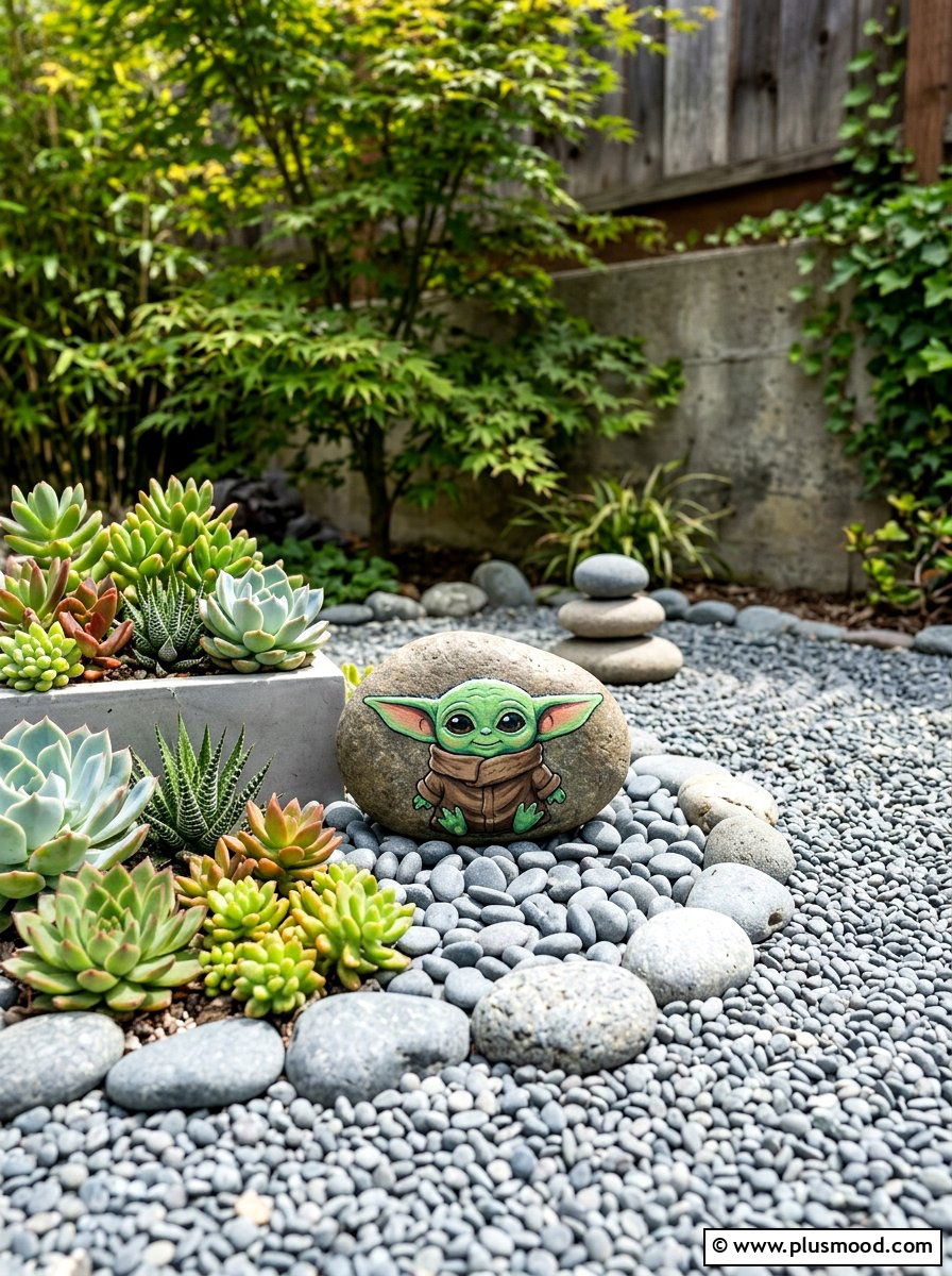 Baby Yoda Painted Rock - 25 painted rock ideas with Disney characters
