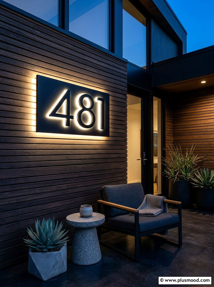 Backlit LED House Number Sign - 25 summer house number display ideas